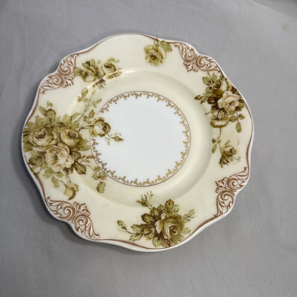 Antique Hermann Ohme Silesia Old Ivory XXVIII Salad Plate 8" Sepia Roses